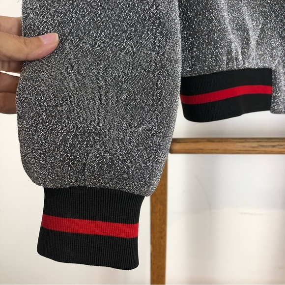 SANS Souci silver sparkly bomber varsity style jacket size S - Picture 6 of 7